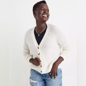 Madewell Mayfair Cardigan in Antique Cream - XS - Button Down